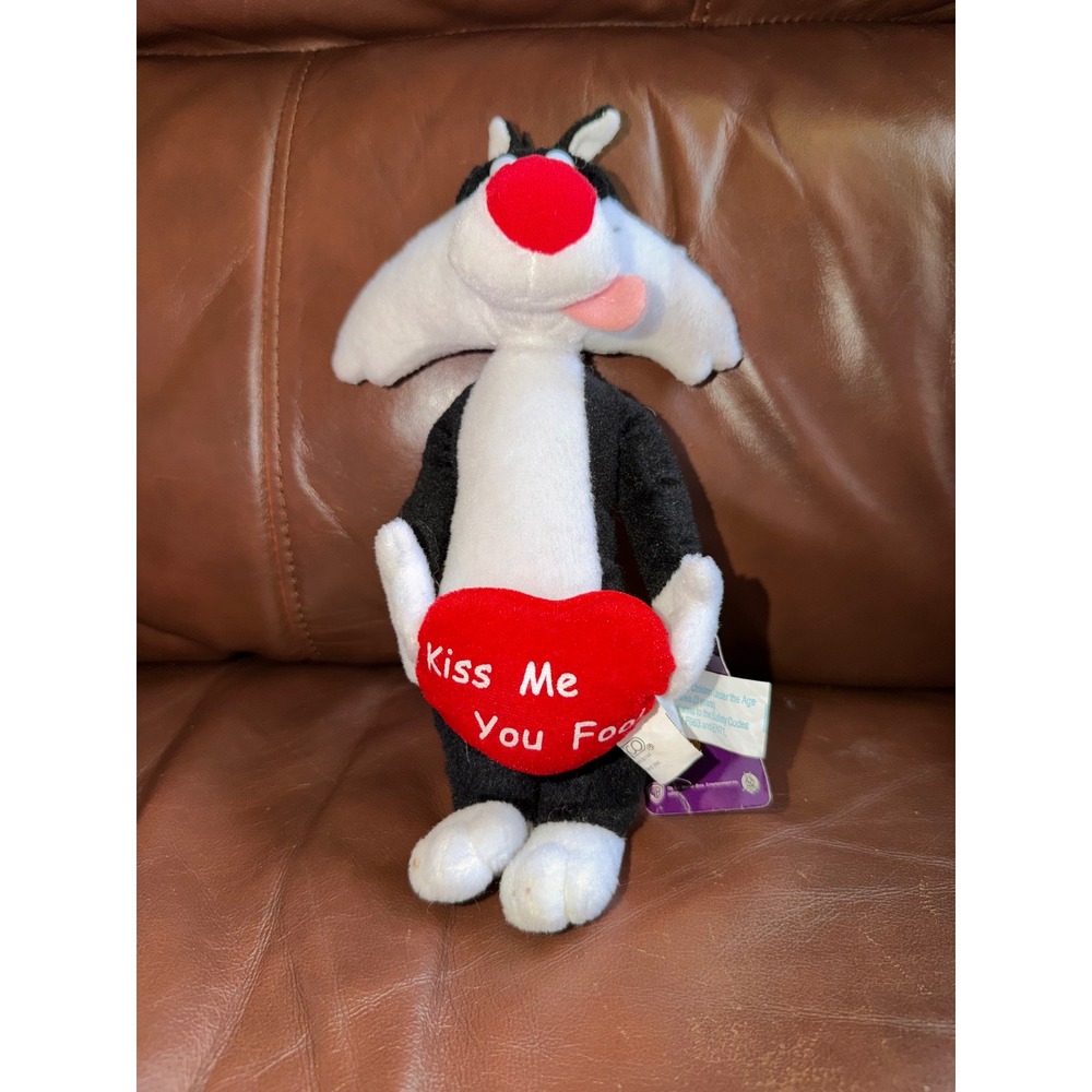 Looney Tunes Sylvester the Cat Kiss Me You Fool Heart Bean Bag Plush Warner Bros